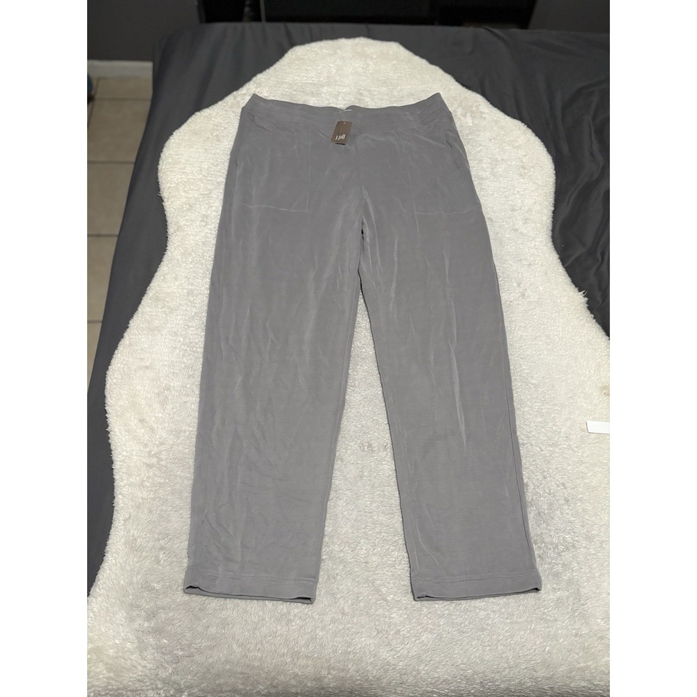 NWT J. Jill Pure Jill Gray Pull On Knit Pants Slim Straight Leg Pockets Women XL